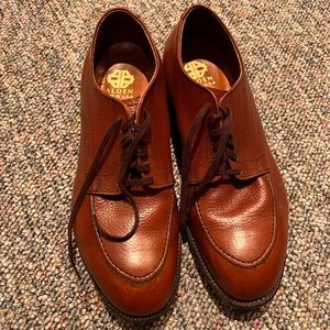 ALDEN 591 Brown Apron Toe Pebbled Leather Derby Oxford Mens Size 8.5
